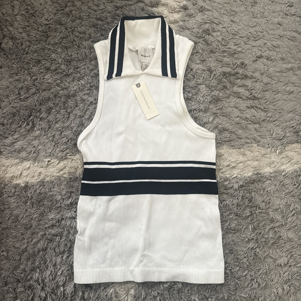 Anthropologie White and Black Sleeveless Top